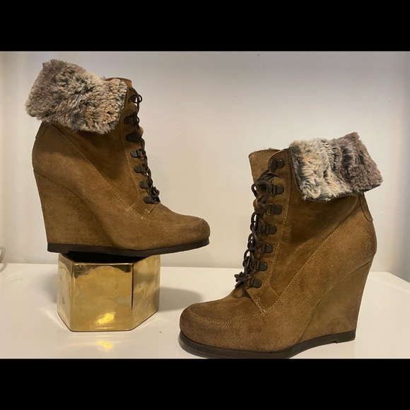 Shoes | Nine West Suede Wedge Boots 